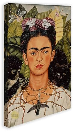 Wallazz Quadri Moderni Soggiorno Riproduzione Quadri famosi su tela - 100% Made in Italy - Frida Kahlo Autoritratto - Quadro Camera da Letto - Qualità Artigianale - 50x70cm
