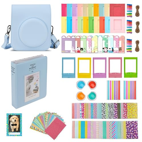 Mumlicha Accessori per fotocamere istantanee Instax Mini 12, custodia per fotocamera Instax Mini 12, con 64 tasche, album fotografico e filtro colore/cornice/cornice decorativa da parete/adesivo