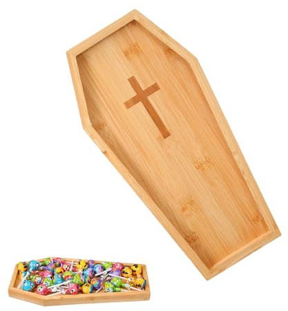 Genérico Bandeja de Servicio Halloween - Tabla De Madera Con Forma De Ataúd Y Calabaza Para Aperitivos | Plato de Mesa Halloween para Queso Fiambres Fruta Fiestas Bodas