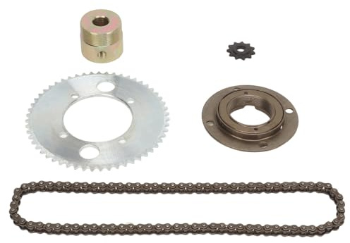 ANKROYU Kit de piñón de cadena 25H 82 eslabones Cadena de transmisión de acero resistente 8D 11T Piñón delantero 55T Piñón trasero de 4 orificios con rueda y conector de 13 mm par