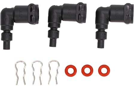 Denash Accesorios Adaptadores en Forma de L para, 3 Conectores, 3 Anillos de Sellado, Abrazaderas, Accesorios de Tubo de Conector de Fluido para L