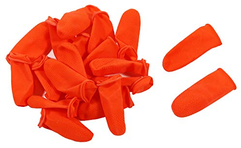 Millennial Essentials Disposable Latex Finger Cots 100pcs (Large) Orange Anti-Slip, Anti-Static Rubber Fingertips Protective Finger Gloves for Electronic Repair, Painting, Jewelry Cleaning