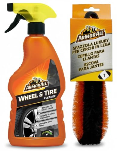 Armor All - Pack limpieza llantas y ruedas Limpiador de llantas + Cepillo llantas | Limpiador de llantas, para llantas de aluminio pintadas y mates, llantas de acero, llantas cromadas.