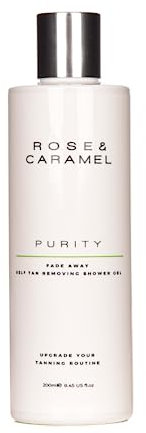 Rose & Caramel Purity Fade Away Self Tan Removing Shower Gel (250ml). Effective Self Tan Eraser, Fresh Fruity Fragrance, Gentle Exfoliator. Removes All Fake Tan Brands, Vegan, Cruelty Free