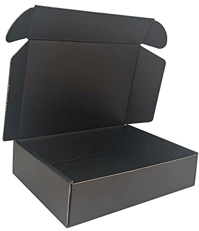 CH-BOX 50 Pack 22x15x5cm (9x6x2'') Small Corrugated Cardboard Postal Boxes Black for Shipping Mailing Packaging Royal Mail Small Parcel