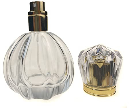 QUUPY Bottiglia spray vuota vintage a forma di zucca da 50 ml, bottiglia atomizzatore di profumo in vetro di cristallo con nebulizzatore fine per trucco cosmetici liquidi fai da te