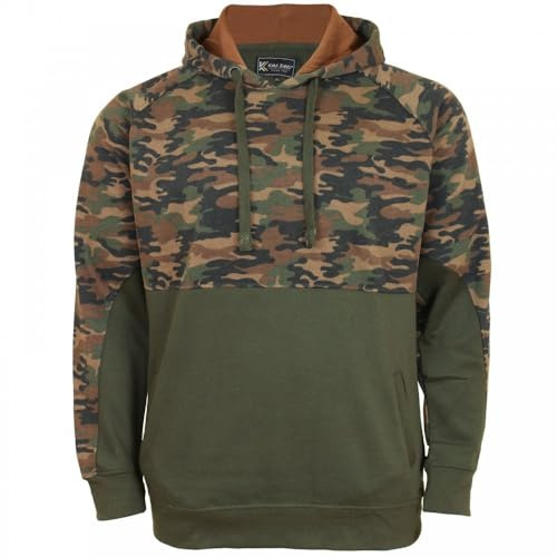Kam mäns Camo Panelled Hoodie, Khaki, 6XL