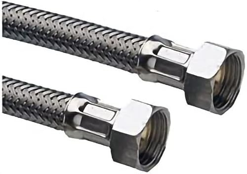 Set di 2 flessibili in acciaio inossidabile da 90 cm con attacco 1/2 Femmina x 1/2 Femmina Durabilità e flessibilità per le tue installazioni idrauliche