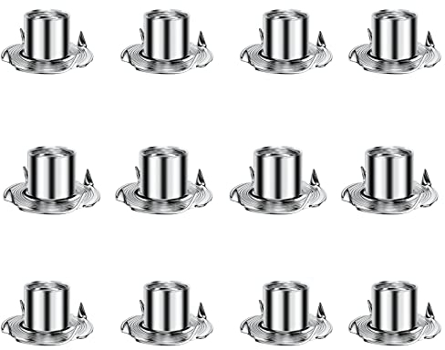 DACKZZM Écrous à Griffes M6 Acier Inoxydable 304-12pcs avec 4 Pointes de Frappe et Inserts en T pour Assemblage Bois/Mobilier (Fixation Meuble, Écrous Butée)