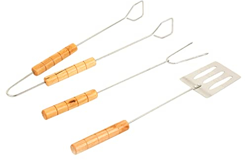 BBQ Grill Werkzeug Set 3PCS, Edelstahl Spatel Zange Gabel, Grill Utensilien Kit Barbecue Zubehör für Kochen Outdoor Camping