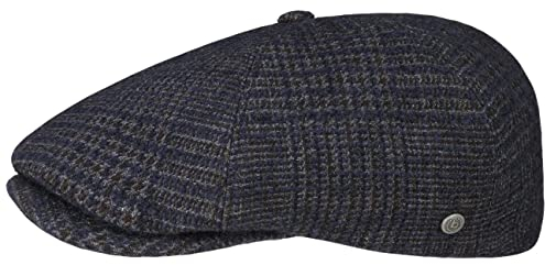 bugatti Willerson Check Flatcap Schirmmütze Schiebermütze Ballonmütze (58 cm - dunkelblau)