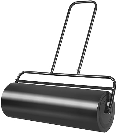COSTWAY Rasenwalze befüllbar Wasser oder Sand, 63 L, Ø 30 cm x 90 cm, Bodenwalze mit Griff, Gartenwalze Metall, Handwalze Lawn Roller, Rasenrolle für Ebenen Rasen Garten, Schwarz