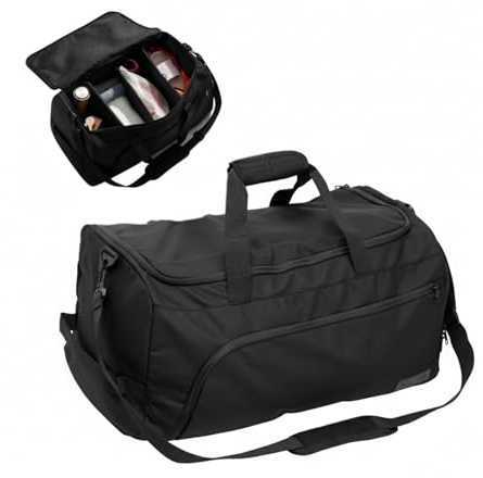 BOUM® Organizer-Sporttasche mit Schuhfach – XL Trainingstasche für Fitness, Reisen & Business, Rucksackfunktion, abnehmbare Trennwände, wasserabweisend, Schwarz