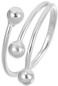 Petites bagues de doigt enveloppantes avec boules pour femmes et filles en argent sterling 925 avec perles réglables empilables ouvertes confortables bagues mignonnes bijoux d'anniversaire cadeaux