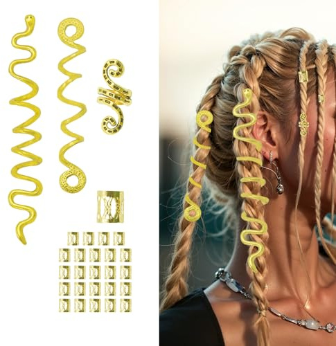 Surplex Fermagli per capelli a spirale per dreadlocks, clip per capelli a spirale, gioielli regolabili, in metallo, per trecce e trecce, accessori per donne e uomini, decorazione per trecce