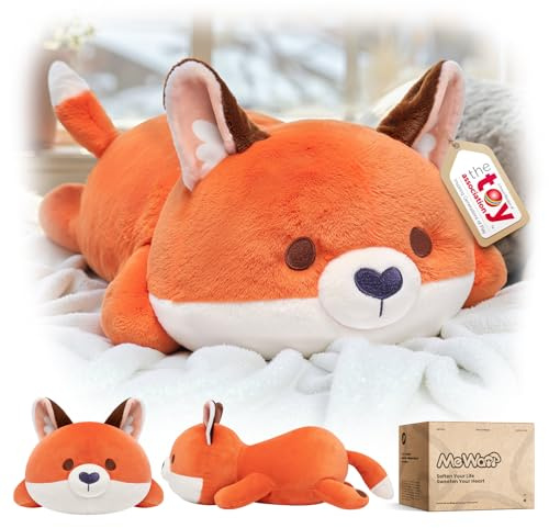Mewaii Almohadas de Peluche Zorro Naranja Kawaii Juguetes Stitch Que Respira para Dormir Lindo Cojines de Peluche Animales para Niños