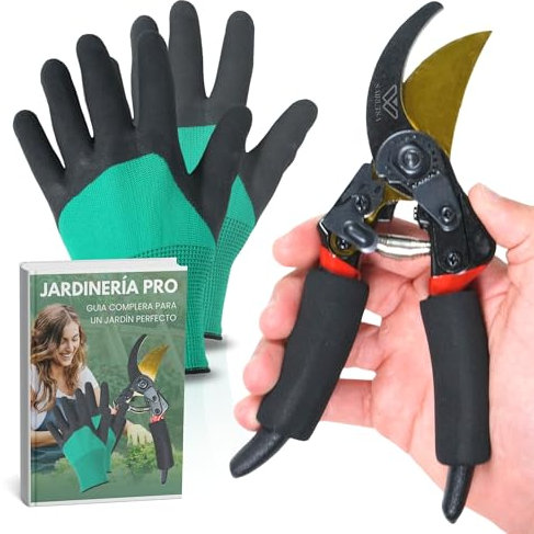 SAIRUTSA Cisailles de jardin en titane Premium - Sécateur professionnel de Bypass pour plantes, gants de jardinage, E-book jardinage, sac de transport, haies et fleurs