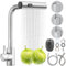 BAIFULAI Robinet de cuisine extensible avec douchette extractible, mitigeur d'évier extensible à levier unique avec douchette 3 modes, 1 trou pivotant à 360 °, cascade haute pression, acier inoxydable