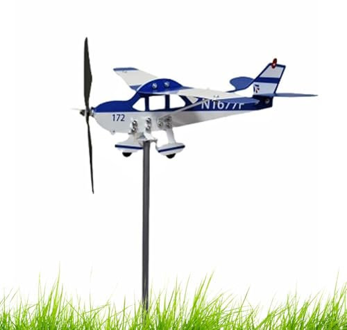 Girouettes pour l'extérieur – Girouette Robuste en Forme d'avion en métal – Indicateurs de Direction du Vent multifonctionnels décoratifs, girouettes météo, Support de Toit pour l'extérieur