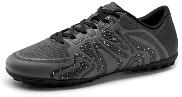 DREAM PAIRS Scarpe da Calcio da Uomo Scarpe Sportive da Allenamento Scarpe da Calcio Indoor Scarpe da Calcio da Partita,Size 41,Nero/Grigio Scuro,DMUMSO2502