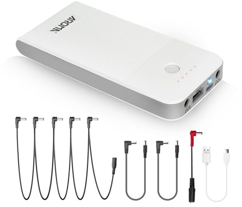 Aroma 9V Wiederaufladbare Gitarren Pedal Powerbank inkl 5 Kabel 10000mAh Gitarre Pedal Netzteil mit Kurzschluss Überstromschutz für Gitarren Effektpedal Andere Musikgeräte