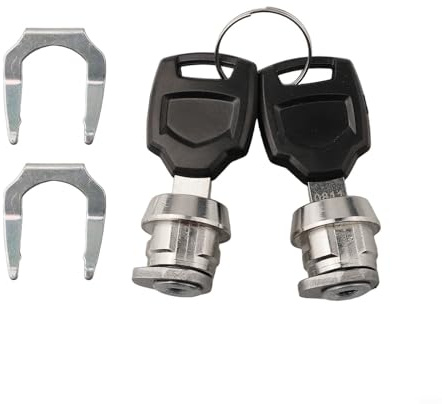 EffiFish Candado para motocicleta, caja de núcleo cilíndrico, juego de cerradura de seguridad con 2 llaves para caja de almacenamiento, cajuela, equipaje, metal, color negro y plateado