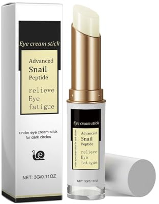 Snail Peptide Eye Cream Stick for Men & Women, Advanced Eye Serum Stick for Dark Circles and Puffy Eyes, Collagen Anti Wrinkle Eye Balm with Snail Mucin (3g, 1)
