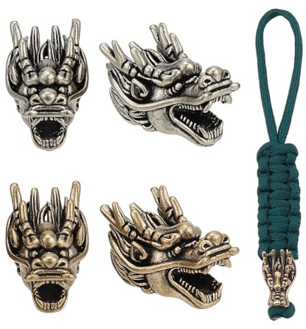 NBEADS 4 st 2 färger paracorda armband pärlor, drakhuvud europeisk mässing stora hål distanser pärlor för smycken EDC-snöre hänge fallskärmssträng verktyg