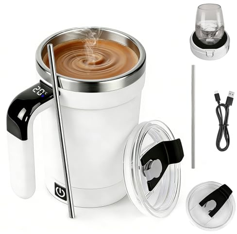 Ashloter Eletric Self Stirring Coffee Mug, Automatic Rechargeable Mix Mate self Stirring Cup Gift for Coffee Milk(White)