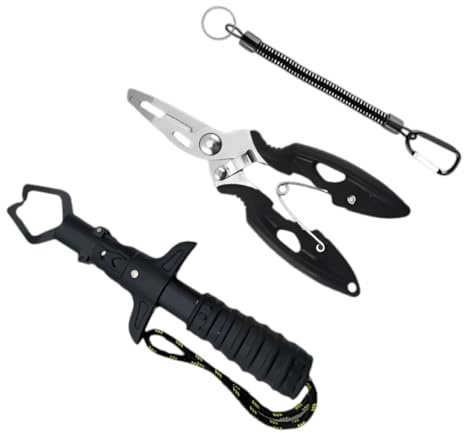 Alicates de Pesca, 3 Piezas, Alicates de Pesca Multifuncionales, juego de alicates de pesca con cordón, Removedor de Anzuelos de Pesca Portátil, tijeras de pesca, accesorios de pesca inoxidables para