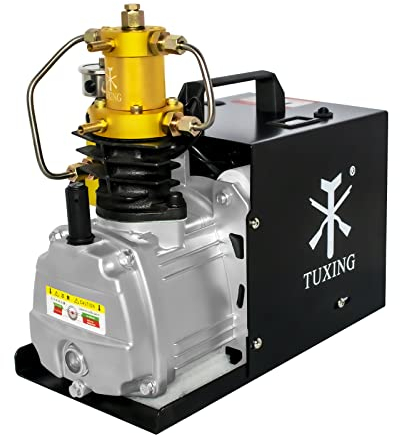 TUXING Pcp Luftkompressor, 4500Psi/30Mpa/300Bar Tauchkompressor, Hochdruck-Elektrokompressor mit Wasser/Ventilator Dual Cooling System für Pcp Luftgewehr, Tauchtank Aufladung Gold