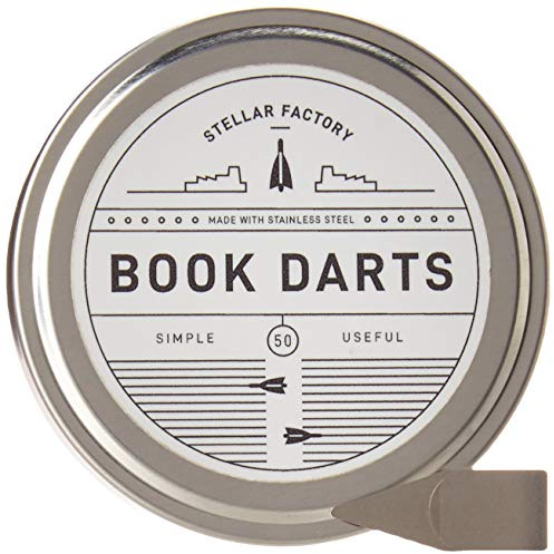 Stellar Factory Book Darts, Stainless Steel Line Markers, 50-Count Tin