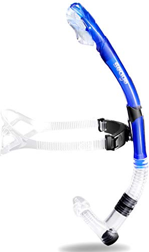 Seago Swim Snorkel for Lap Swimming, Dry Top Front Swimmer Gear for Adult Youth, Training Equipment in Pool and Open Water with Food-Grade Silicone Mouthpiece Comfy Easy to Adjust Head Pads