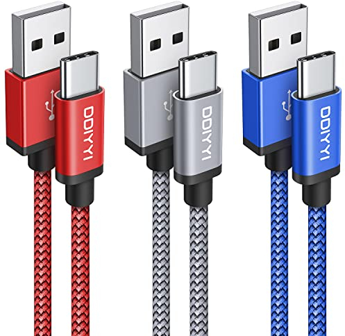 USB C Charger Cable 3Pack, 2M USB A to USB C Cable Fast Charging Nylon Braided USBC Lead for iPhone 15 17, 15 Pro Max, for iPhone 16 17 Air Pro Max, Samsung Galaxy S23 S20 FE, Pixel