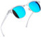 Joopin Halbrahmen Sonnenbrille Herren Blau Verspiegelte Klassische Polarisierte Sonnenbrille Damen Vintage UV400 (Verspiegelte Blau)