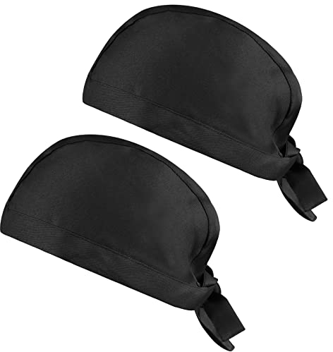 Mikihat 2 Stück Kochmütze Verstellbar Küchenmütze Unisex, Schwarz Kochhut Herren Damen, Kopfbedeckung zum Kochen Backen Grillen, Bandana Cap für Küche Restaurant Zuhause Bäckerei Cafe