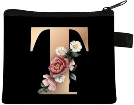 FAVORTALK Small Coin Purse Ladies Purse Black Initial Coin Pocket Mini Coin Bags Women's Wallet with Zip Cute Money Credit Card Coin Holder Holiday Festival Party Money Pouch - 13622
