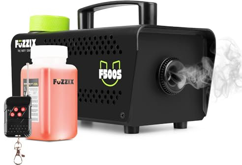Fuzzix F500S Party Smoke Machine with Wireless Remote Control and 250ml Fluid for Fog Mist Effects - 500W