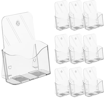 Relaxdays Prospektständer DIN A5, 10er Set, Acryl, Prospekthalter für Tisch & Wand, HBT: 20 x 17,5 x 8,5 cm, transparent