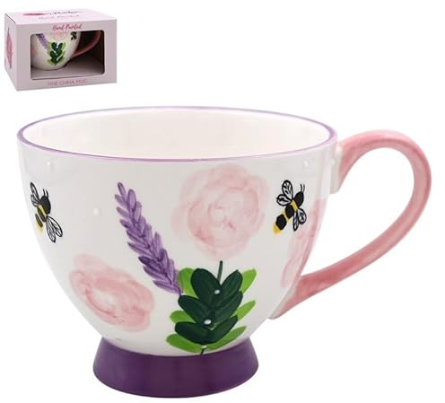 Lesser & Pavey Beautifully Designed Footed Mug | Footed Mugs for Tea & Coffee with Great British Designs | Bees Coffee Mugs & Tea Cups for Home, Office or Shops -Lynsey Johnstone