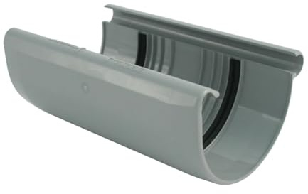 Marley Dachrinnenset aus PVC Dachrinnenteile RG 75 Grau RAL 7040 Regenrinnen System (Rinnenverbindungsschale)