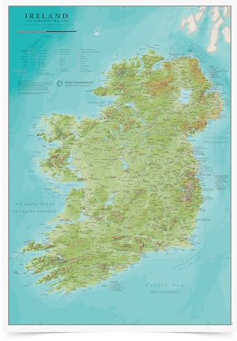 Map Of Ireland - Detailed Cartography - Front Sheet Laminated - 42cm (w) x 59cm (h) - Maps International