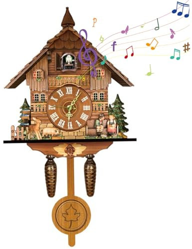 Reloj de Cuco Vintage de Madera con Ave que Trabaja, Péndulo Colgante, Ajustable con Botón