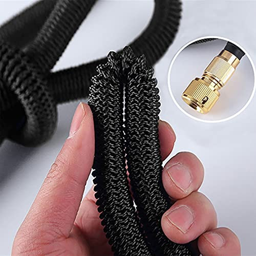 Flexibler Gartenschläuch, Aufrollbarer Gartenschlauch Flexibler Wasserschlauch aus Kunststoff für die Gartenbewässerung und Autowäsche, Schwarz Europäischer Standard, 7.5m