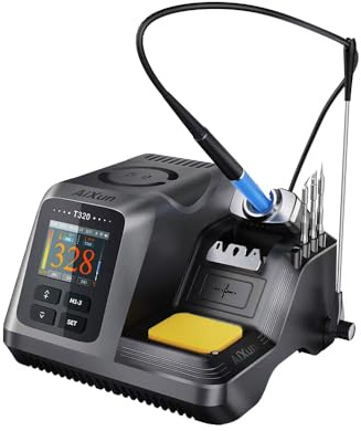 AiXun T320 200W Portable Smart Soldering Station with T210 Handle, 3 Soldering Tips (l-Sharp/S-Curve/K-Tip)