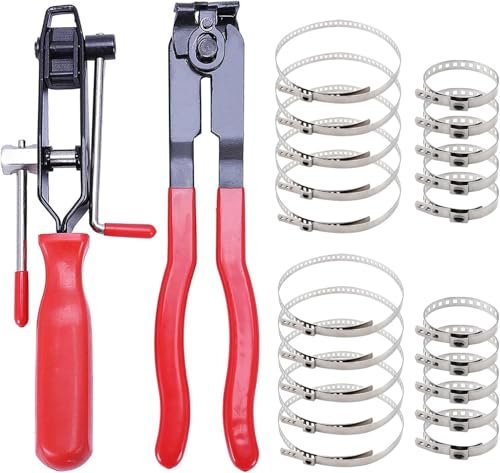 22 Pcs CV Boot Clamp Pliers Tool Set, Dust Cover Clip Removal Pliers Repair Tool Accessories, Stainless Steel Ear Clamp Installer, Red