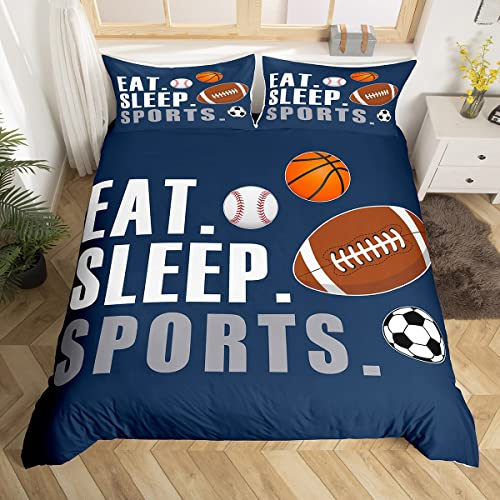 Homemissing Calcio Copripiumino 140 x 200 cm Bambini Pallacanestro Competizione Biancheria da letto Uomo Donna Sport tema Set Biancheria da letto Traspirante Biancheria da letto