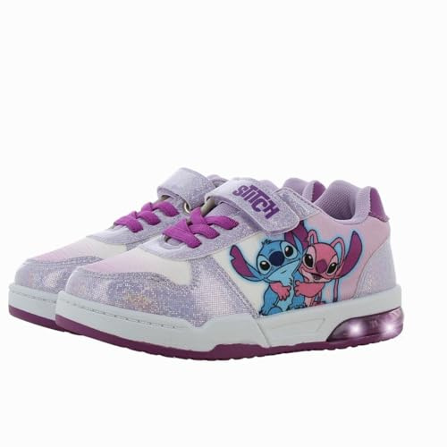 Leomil Lilo & Stitch Baskets Lumineuses pour Filles Chaussures Enfants 25, Idéal pour l'école et Les Loisirs, Violet