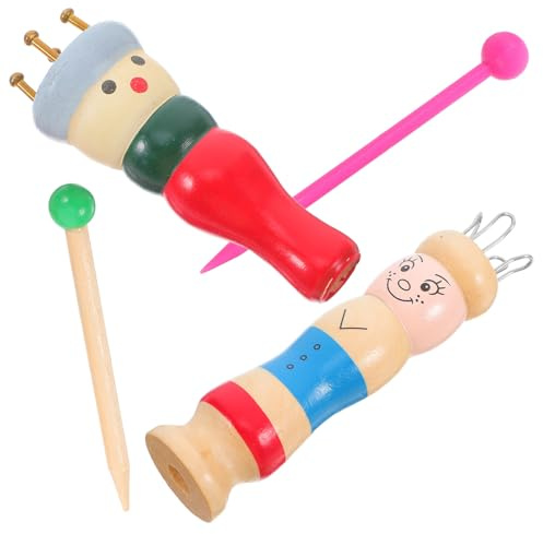 iplusmile Rocchetto per Maglieria in Legno 2 Pezzi, Avvolgitore Filati Multifunzionale per Lavori Fai da Te, Strumento Tessitura per Principianti per Progetti Artigianali Colore Casuale