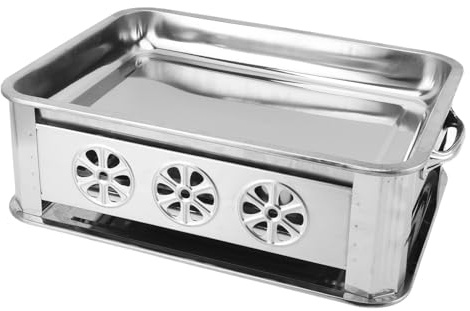 RASTKY Estufa de Alcohol de Carbón de Pescado Parrilla Rectangular de Acero Inoxidable para Uso Comercial Sartén para Pescado de 2,2 a 4,4 Libras para el Hogar (Color natural ventilado)